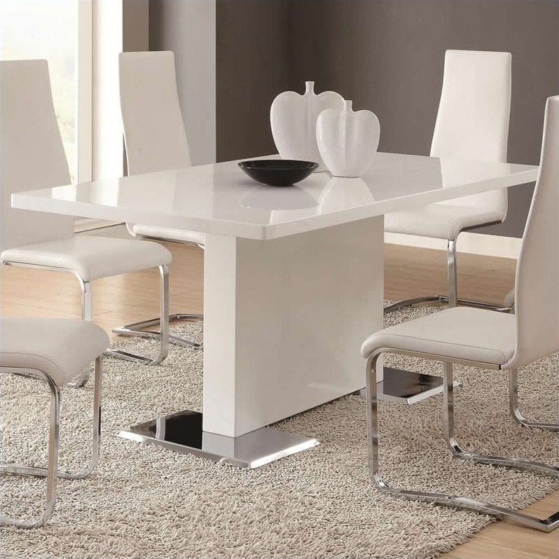 Coaster Modern Dining White Dining Table in White