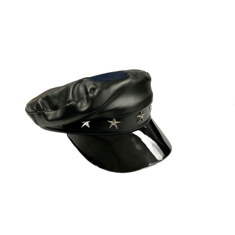 帽子 Attractions Bikers Casquette Biker Punk Hat - 70's 80's - Black - Star Studded - Costume
