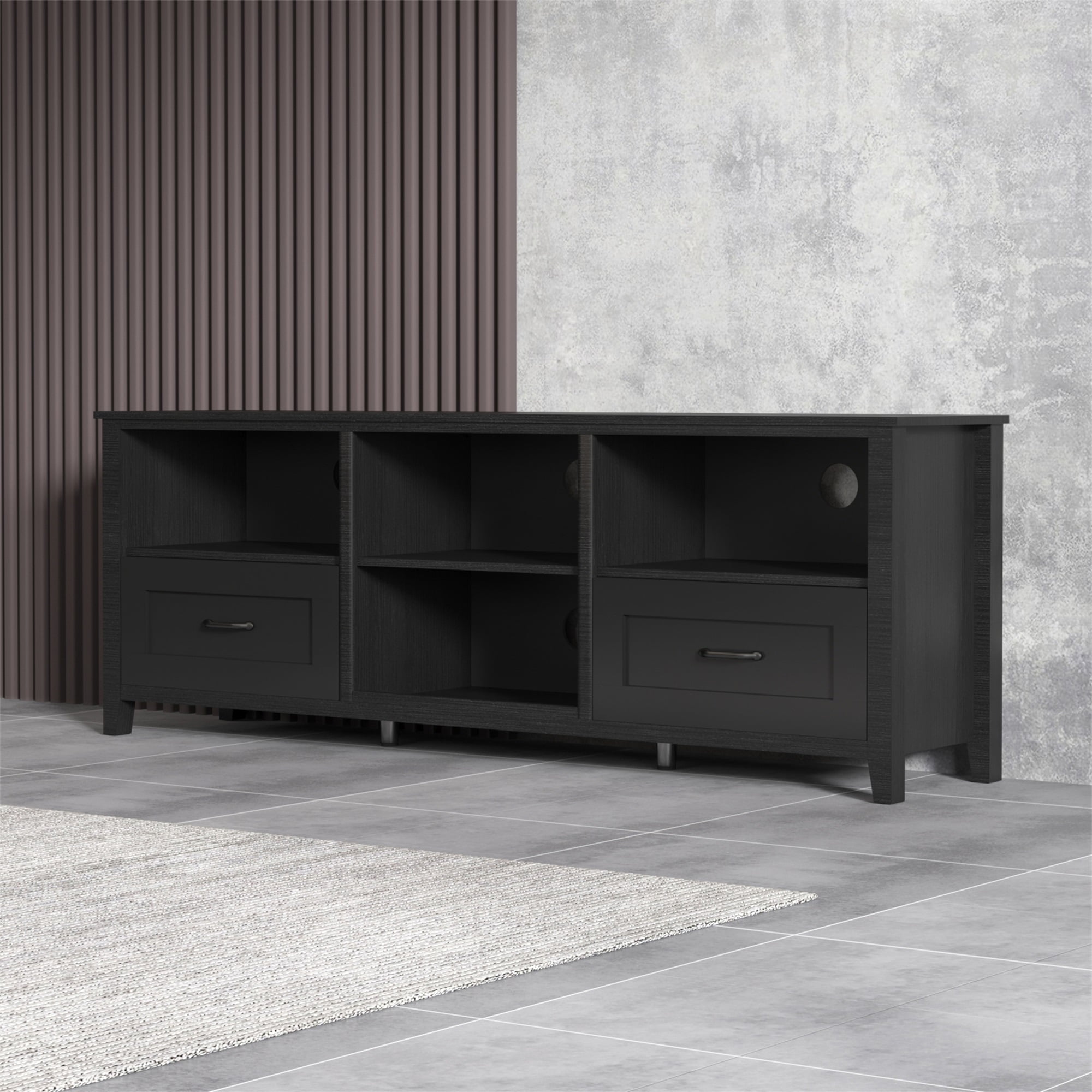Kadyn 70.08" Black TV Stand, Entertainment Center TV Console for Living Room, TV Console Table with 2 Drawers and 4 High-Capacity Storage Compartment. Kadyn 70.08" Black TV Stand, Entertainment Center TV Console for Living Room, TV Console Table with 2 Drawers and 4 High-Capacity Storage Compartment.