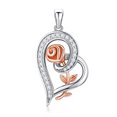 thumbnail image 5 of Collar de plata de ley con forma de rosa y corazón para mujer, cumpleaños, madres, Da, 5 of 5