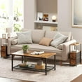 thumbnail image 3 of Small Narrow End Table, Set of 2, Side Table, Nightstand with 2 Cloth Drawers, Couch Table, for Living Room, Bedroom, Bedside, Brown, 3 of 16
