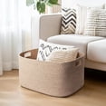 thumbnail image 4 of Blanket Basket, Rectangle Woven Baskets for Storage, 22" x 17" x 12" Laundry Basket for Decorative Nursery Blanket, Toys, Brown variegated, 4 of 7