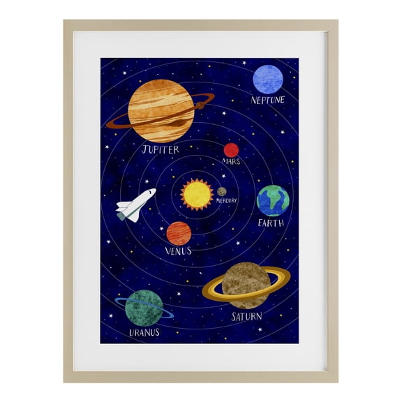 Stupell Industries Bohemian Solar System Education Birch Framed Print Under Glass, 17 x 23, by Elizabeth Caldwell