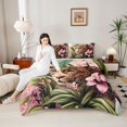 thumbnail image 4 of Homewish Kawaii Rustic Cheetah Bedding Comforter Set for Teen, 3D Woodland Wildlife Twin Comforter Sets, Pink Floral Reversible Bedding Set, Ultra Soft Bedroom Decor, 2pcs, 4 of 8