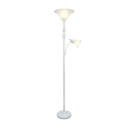 71" 3-way 2 Light Mother Daughter Floor Lamp White - Elegant Designs