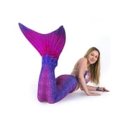 Sun Tail Mermaid Swim Set; Bali Blush Mermaid Tail + Purple Monofin for Swimming; size - Teen/Adult Large (JL)