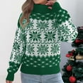thumbnail image 6 of larppty Women 2025 Fall Casual Turtleneck Long Sleeve Chunky Oversized Ribbed Tunic Sweaters Pullover Knitted Printed Tops (Green, M), 6 of 8