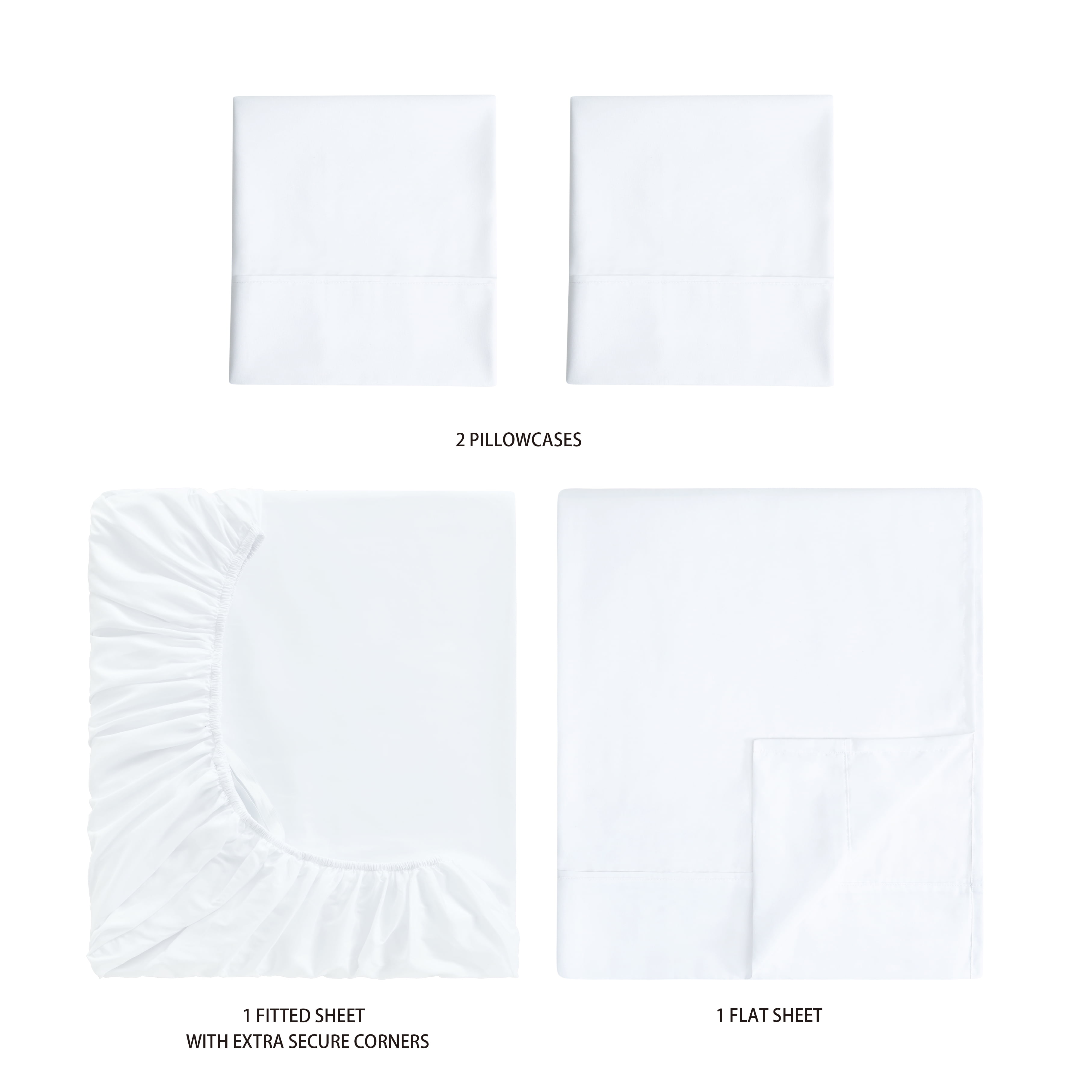 Mainstays Super Soft Brushed Microfiber Queen Sheet Set, Arctic White photo 5