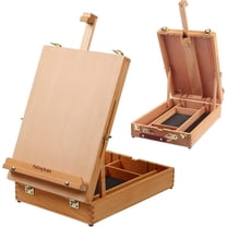 Wooden Tabletop Easel, Portable Solid Wood Desktop Sketchbox for Painting & Drawing, Pro & Beginner