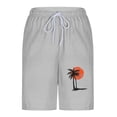 thumbnail image 6 of UVEASISHA Men Fashion Vacation Shorts Sunset Coconut Tree Print 2-In-1 Swim Trunks Elastic Drawstring Quick Dry Beach Shorts with Compression Liner Gray XXL, 6 of 7