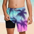 thumbnail image 2 of Guluxicc Kids Boys Hawaiian Swim Trunks with Compression & Pockets Quick Dry Bathing Suit Tropical Printed Beach Shorts for 5-14 Years, 2 of 9
