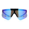 thumbnail image 3 of Polarized Mens Flip Up Rimless Oversized Shield Plastic Sport Sunglasses Black Blue - Blue Mirror, 3 of 7