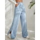thumbnail image 4 of Pantalones casuales de cintura alta para mujer, pantalones de pana de color sólido europeo y americano con dobladillo con abertura y costuras para mujer, 4 of 6