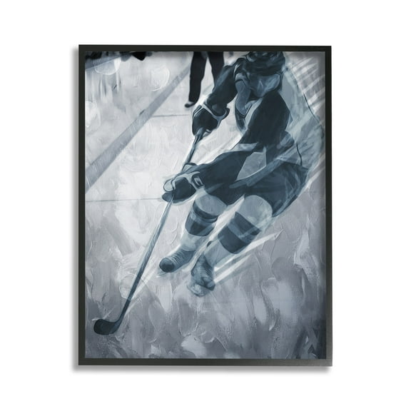 Stupell Industries Abstract Hockey Player Sports Painting Black Framed Art Print Wall Art, 11 x 14