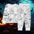 thumbnail image 2 of Shadoumai Halloween Pajamas for Color Me Pajamas for Cute Graphic Print Hand Paint Pjs Funny Long Set Sleepwear Shirt and Pant Matching 2 Piece Summer Loungewear Nightwear Outfits, 2 of 3