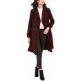 thumbnail image 2 of Kenneth Cole New York 17LMW279 Womens Double-Breasted Contrast-Piping Peacoat - Rum Raisin - XXS, 2 of 3