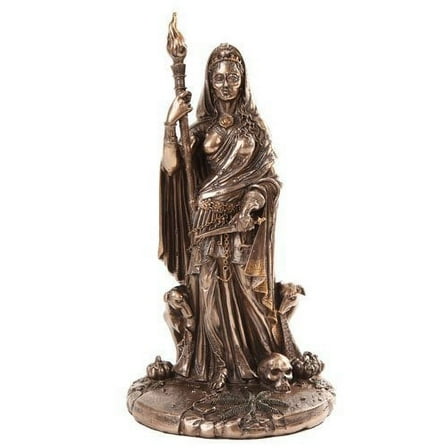 Greek Goddess Hecate Sculpture Athenian Patroness of Crossroads, Witchcraft, Dogs and Patina Statue