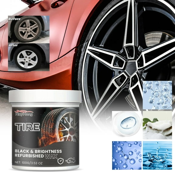 Tire Shine Wax Paste for Cars and Motorcycles, Long-Lasting Gloss, Non-Sling Tire Dressing with UV Protection – Tire Polish, Cleaner and Protective Coating in One