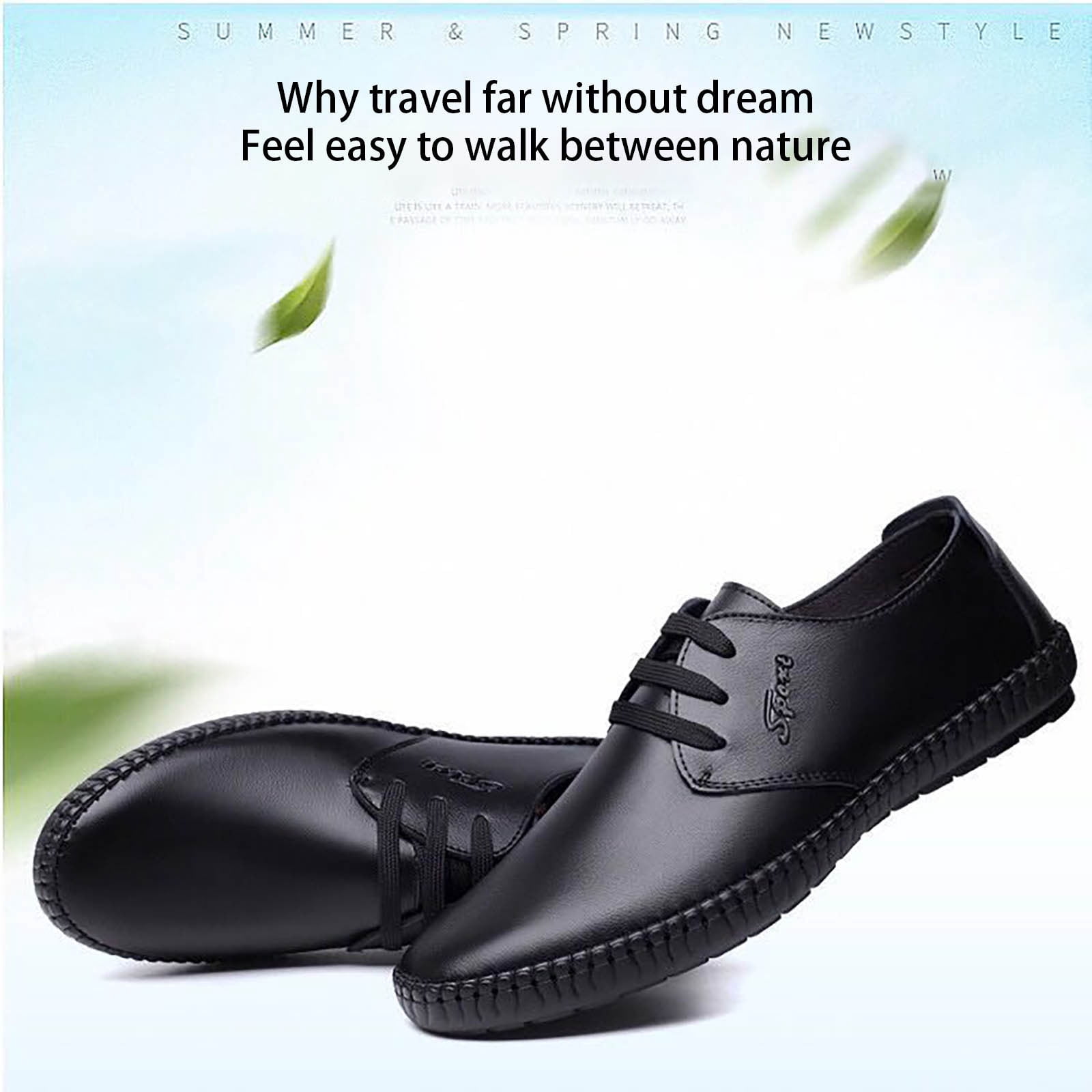 Meitianfacai Mens Dress Shoes Father's Day Gifts Peas Shoes Leather Shoes Black Fashion Soft Sole Comfortable Men's Casual Shoes, Size: 9.5