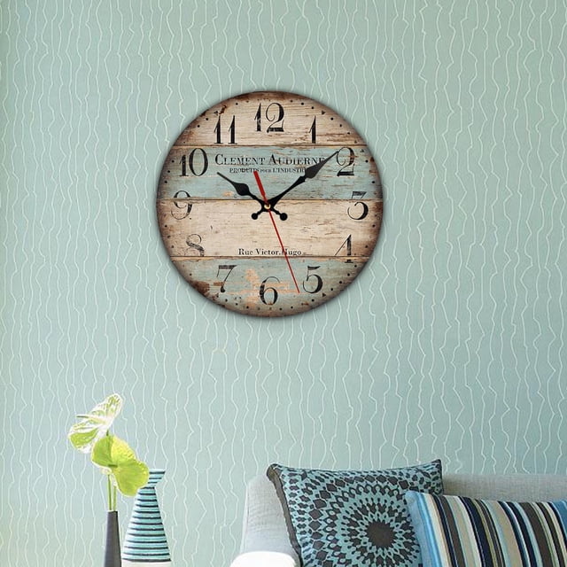 Reloj de pared decorativo de silencioso que no hace tictac Relojes de pared con pis de pared rústicos vintage A perfecl Reloj de pared