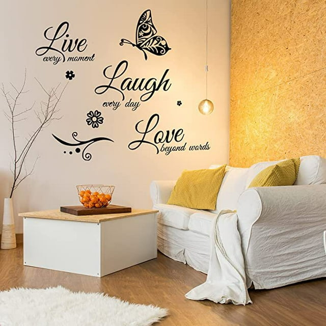 Adhesivo de pared Live Laugh Love Inspirational Butterfly