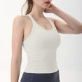 thumbnail image 3 of Ribbed Workout Short Racerback Tank Tops For Women With Built In Bra Athletic High Neck Tops for Women Running T Shirt Women Band Tops for Women Top Women Crop Beaded Tops for Women Tennis Top Women, 3 of 5