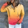 thumbnail image 2 of Jinhomg Women's Thin Fleece Hooded Sweatshirt Fall Lightweight Gradient Pullover Tops Casual Comfy Long Sleeve Drawstring Hoodies with Pocket Summer Saving Yellow M, 2 of 6