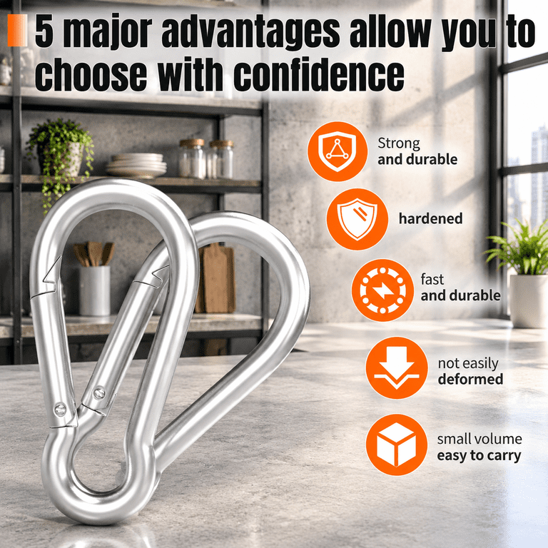 200carabiner Clips 2.23in Heavy Duty Spring Snap Hook - Walmart.com