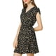 thumbnail image 4 of Vestido con cinturón de manga de pétalo cruzada en V floral para mujer XL negro, 4 of 8