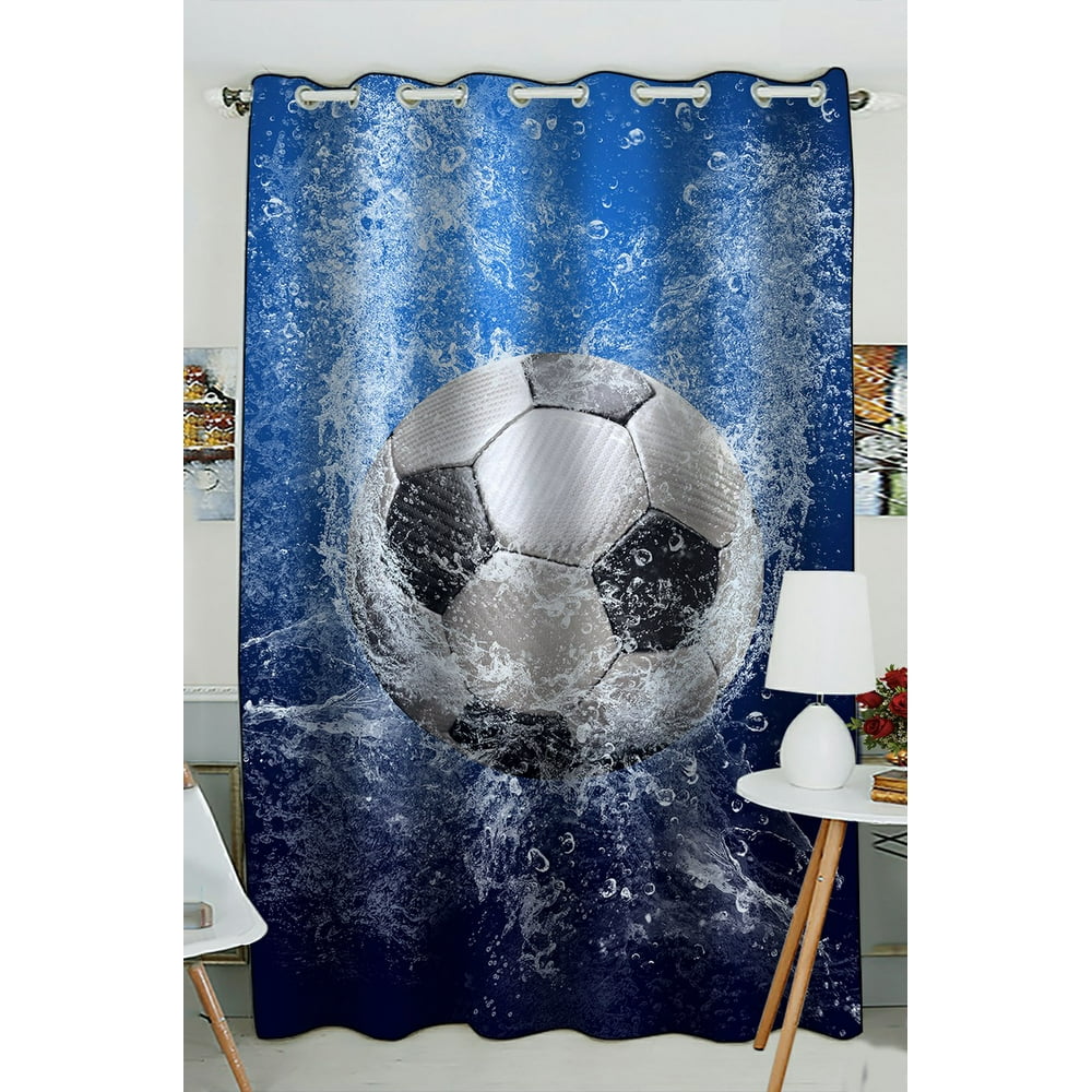 PHFZK Sports Window Curtain, Football Soccer Ball on Water Window