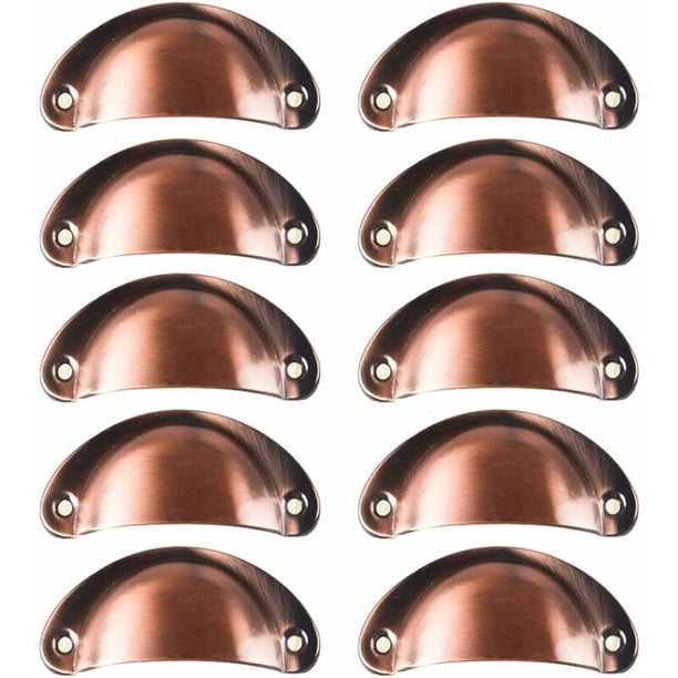 10x Tirador de concha vintage para cajón, armario, muebles de cocina, pomo de puerta de armario retro de hierro curvo de 8,2 cm x 3,5 cm, pomo de puerta de metal para decoración de muebles de armario