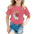 thumbnail image 5 of XIMIN T-Shirts Filles Graphiques Tournesol Manches Courtes Col Rond Coton Coupe Ample Décontractée Été, 5 of 5
