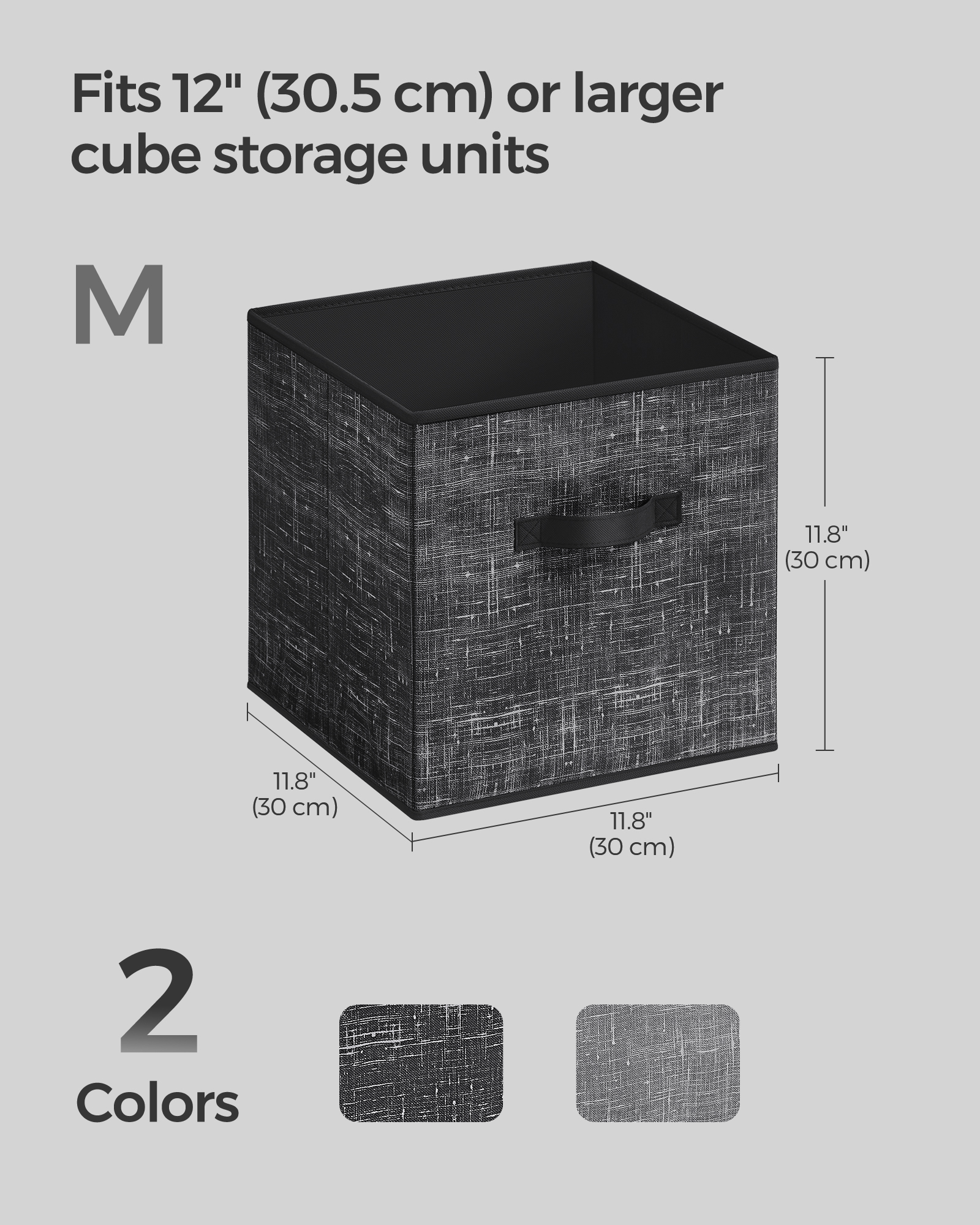8 Storage Cubes, 11" Non-Woven Fabric Bins with Double Handles Closet Organizers for Bedroom Living Room Ink Black