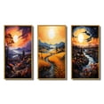 thumbnail image 2 of Designart "Village at Sunset A Van Gogh-Inspired Artwork II" Vangogh Framed Wall Art Set Of 3 - Yellow Vangogh Frame Gallery Set For Office Decor, 2 of 7