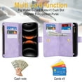 thumbnail image 6 of for iPhone 17 Pro Wallet Case with Card Holder for Women Men, Phone Case RFID Blocking PU Leather Flip Shockproof Cover with Shoulder + Wrist Strap Zipper Credit Card Slots Stand, Purple, 6 of 8