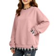 thumbnail image 5 of HIPYLO Girls Crew Neck Long Sleeve Sweatshirt with Contrast Trim Pullover Top Casual Loose Fit Shirt for Toddler Kids Teen Tween, 5 of 7