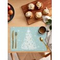 thumbnail image 2 of Placemats Set of 4, Teal Green Christmas Tree Woven Placemat, Linen Place Mats for Kitchen/Dining Tables, Balls Snowflake Xmas Tree Washable Table Mats for Party, 2 of 8