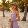 thumbnail image 2 of Women Floral Hollow Sun Hat Wide Brim Breathable Straw‑Knit Summer Beach Vacation UV‑Protection Sun‑Shade Hat, 2 of 4