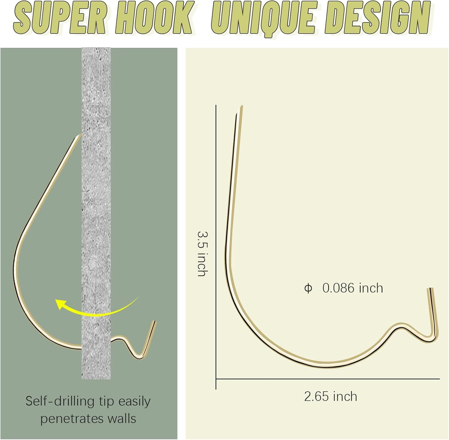 Stronger Super Hooks Picture Hanger for Hanging Art, Clock, Shelves, Mirrors, Frames, or Planters