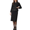 thumbnail image 2 of INSPIRE CHIC Collar Jackets for Women's Long Sleeve Pearl Button with Pokets Contrast Trim Coats Black XS, 2 of 5