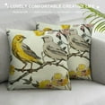 thumbnail image 3 of Shiartex Decorative Throw Pillow Cover Square Trendy Yellow Gray Ivory Vintage Floral Bird Lumbar Pillowcase with Hidden Zipper Decor Cushion Gift for Holiday Sofa Bed White, 3 of 5