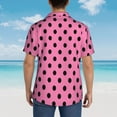 thumbnail image 4 of Fotbe Rose red polka dots Pattern Hawaiian Shirt for Men Unisex Summer Beach Casual Short Sleeve Cotton Linen Button Down Shirts,Medium, 4 of 7