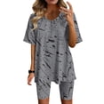 thumbnail image 1 of Ensembles Assortis pour Femmes Été Mode Féminine Blouse à Col Rond Manches Courtes Hauts Shorts Ensemble Décontracté Ensembles pour Femmes en Liquidation, 1 of 6