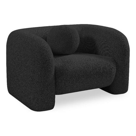 Maklaine Modern / Contemporary Black Finish Boucle Fabric Chair