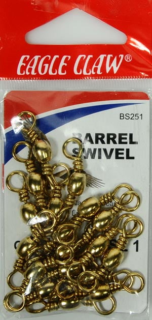 Eagle Claw Barrel Swivel, Brass, Size 1, 12 Pack