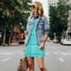 thumbnail image 4 of Easygdp Turquoise Wooden para Vestido Transpirable de Mujer, Vestido Suelto de Manga Corta con Pliegues y Bolsillos para el Verano, 4 of 7