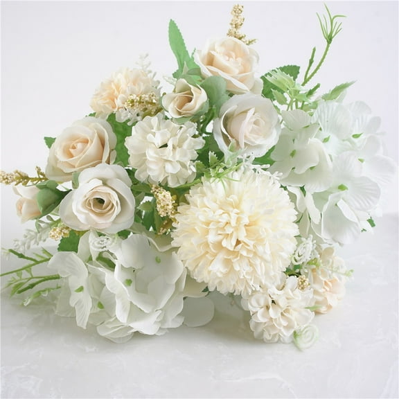 Sales Today Only,7 Forks Hybrid Artificial Flowers Ball Bunch Fake Flowers Silk DIY Home Decor Faux Flowers Wedding Decoration Table Bouquet