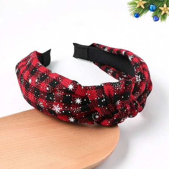 Christmas Knotted Headband Women Holiday Turban Hair Accessories Decoration Wide Barrettes for Festive Celebrations