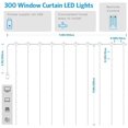 thumbnail image 4 of 300L Music Curtain Lights USB Sound Control Window Fairy Lights Decoration Remote 8 Modes Twinkle Curtain String Lights for Bedroom Party Wedding Décor（Warm-White）, 4 of 6