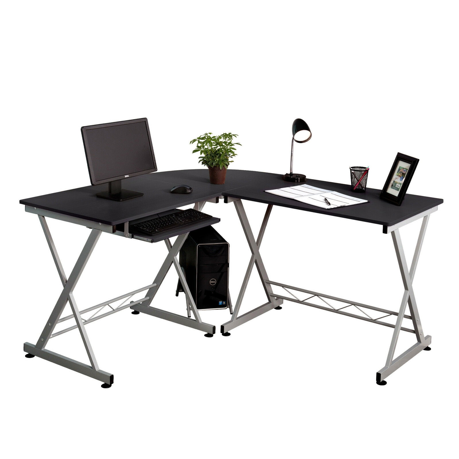 Zimtown L Shaped Corner Computer Desk Pc Wood Laptop Table Workstation Home Office Black